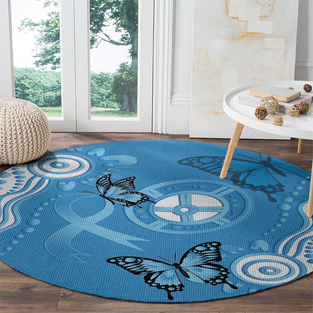 World Diabetes Day Australia Round Carpet Blue Ribbon Butterfly Aboriginal Art - Aussie Hoodie