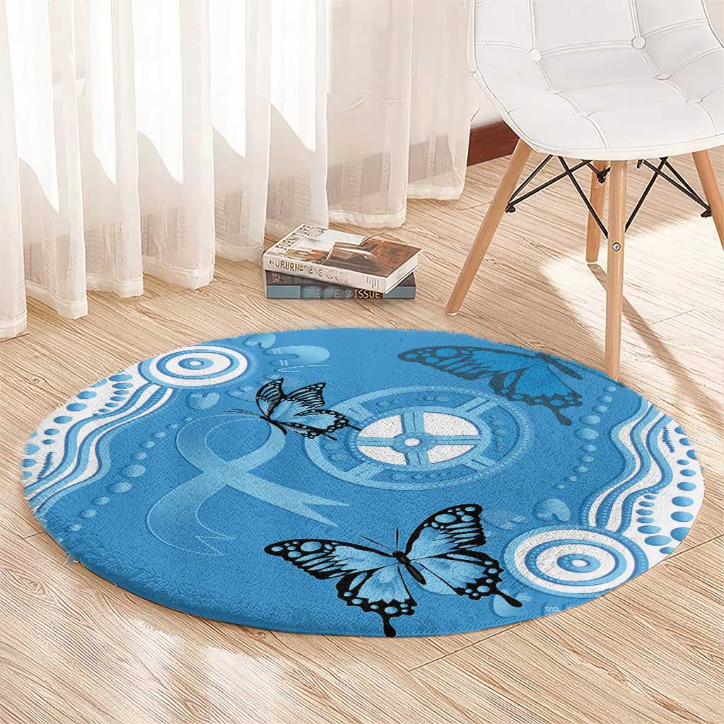 World Diabetes Day Australia Round Carpet Blue Ribbon Butterfly Aboriginal Art - Aussie Hoodie