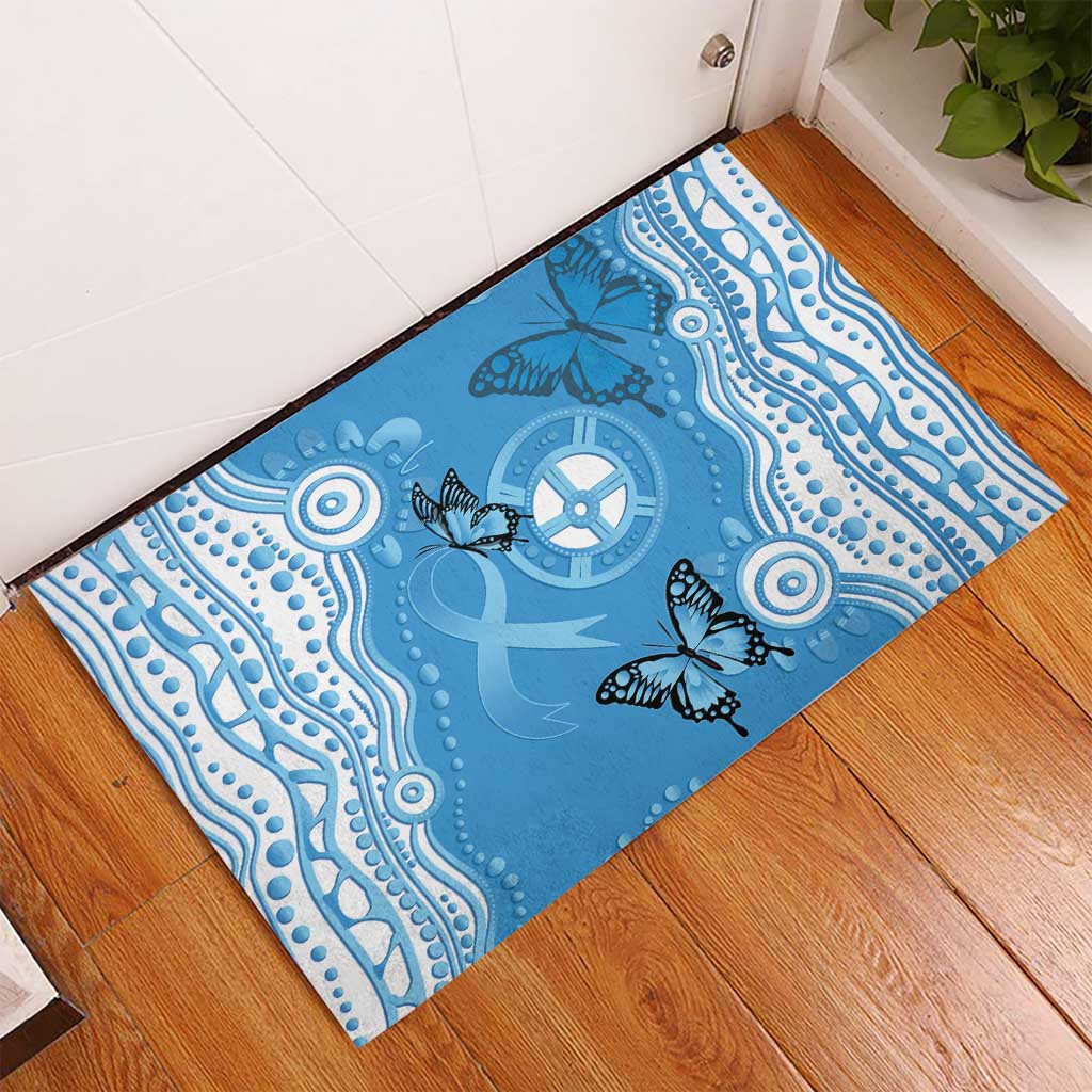 World Diabetes Day Australia Rubber Doormat Blue Ribbon Butterfly Aboriginal Art - Aussie Hoodie