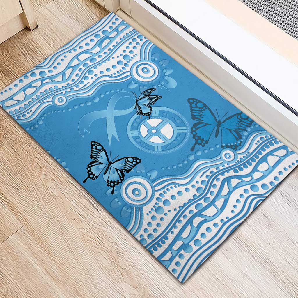 World Diabetes Day Australia Rubber Doormat Blue Ribbon Butterfly Aboriginal Art - Aussie Hoodie