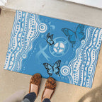 World Diabetes Day Australia Rubber Doormat Blue Ribbon Butterfly Aboriginal Art - Aussie Hoodie