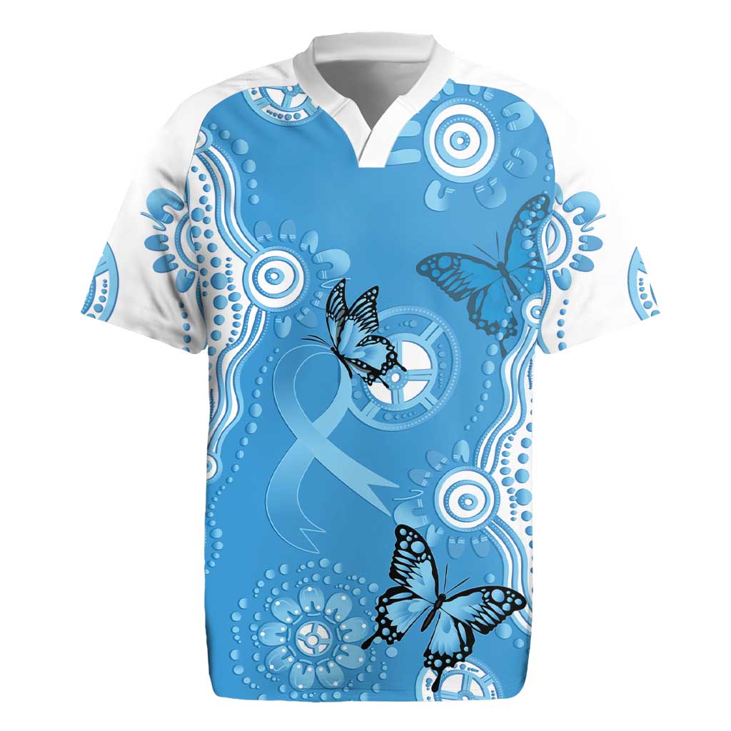World Diabetes Day Australia Rugby Jersey Blue Ribbon Butterfly Aboriginal Art - Aussie Hoodie