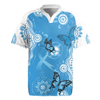 World Diabetes Day Australia Rugby Jersey Blue Ribbon Butterfly Aboriginal Art - Aussie Hoodie