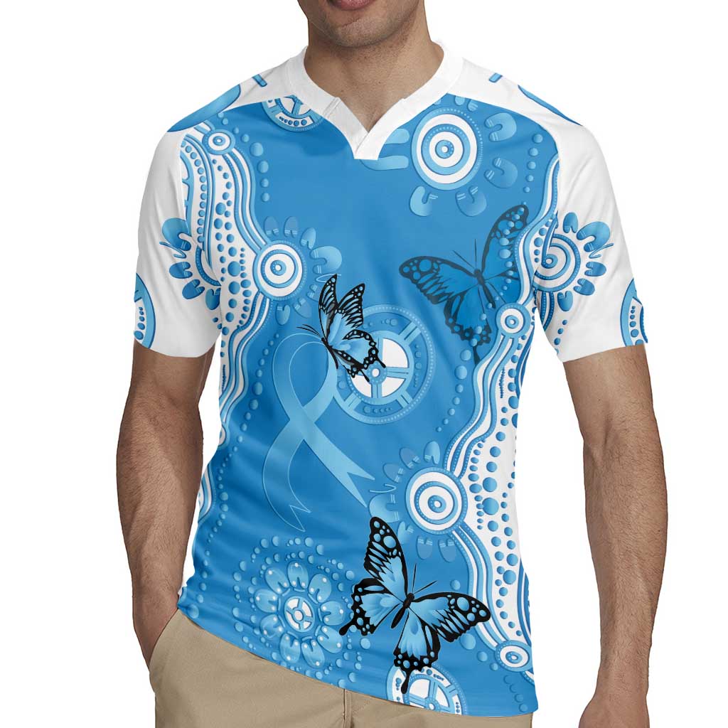 World Diabetes Day Australia Rugby Jersey Blue Ribbon Butterfly Aboriginal Art - Aussie Hoodie