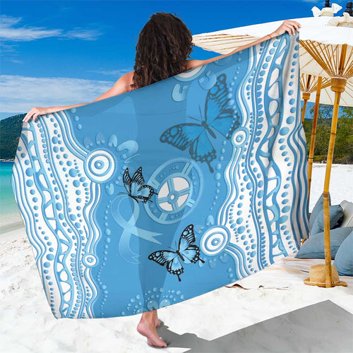 World Diabetes Day Australia Sarong Blue Ribbon Butterfly Aboriginal Art - Aussie Hoodie