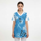 World Diabetes Day Australia Scrub Top Blue Ribbon Butterfly Aboriginal Art - Aussie Hoodie
