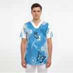 World Diabetes Day Australia Scrub Top Blue Ribbon Butterfly Aboriginal Art - Aussie Hoodie