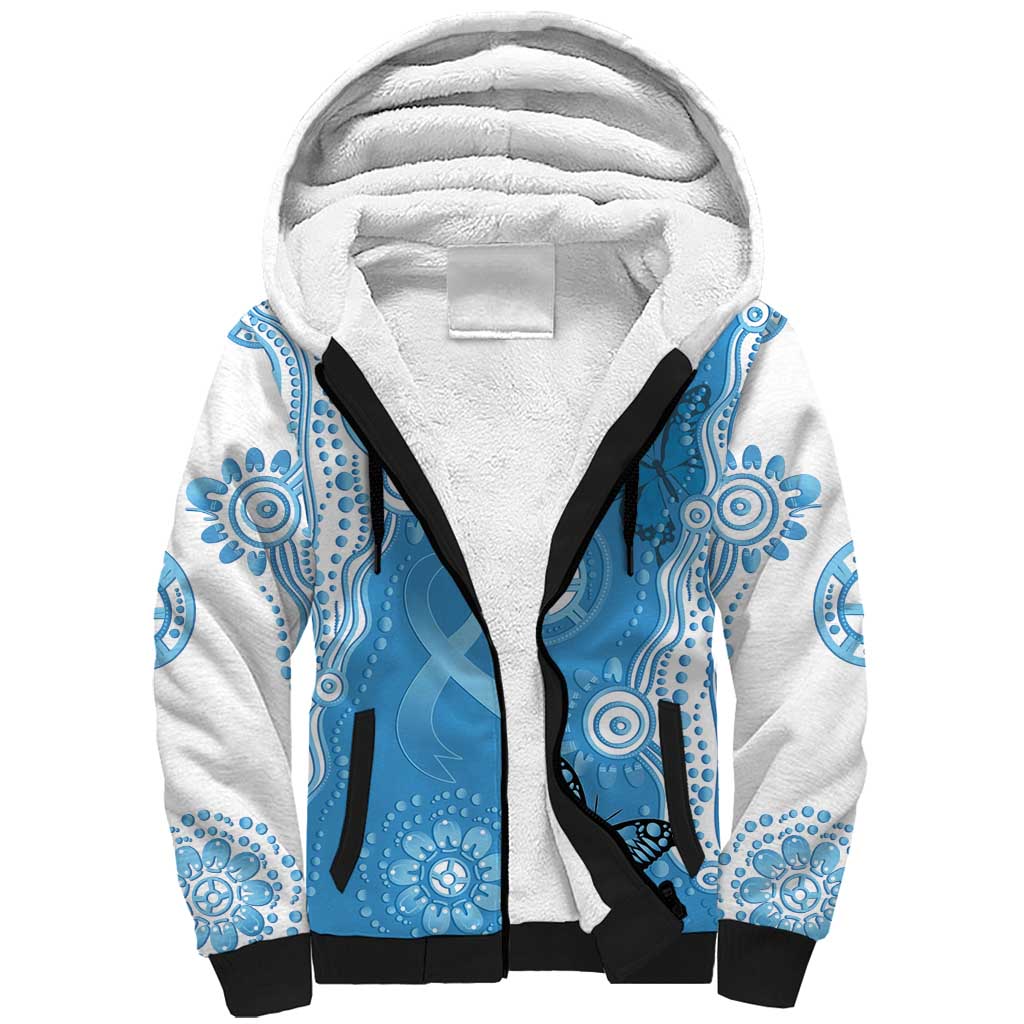 World Diabetes Day Australia Sherpa Hoodie Blue Ribbon Butterfly Aboriginal Art - Aussie Hoodie