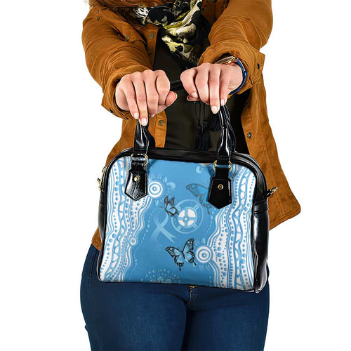 World Diabetes Day Australia Shoulder Handbag Blue Ribbon Butterfly Aboriginal Art - Aussie Hoodie