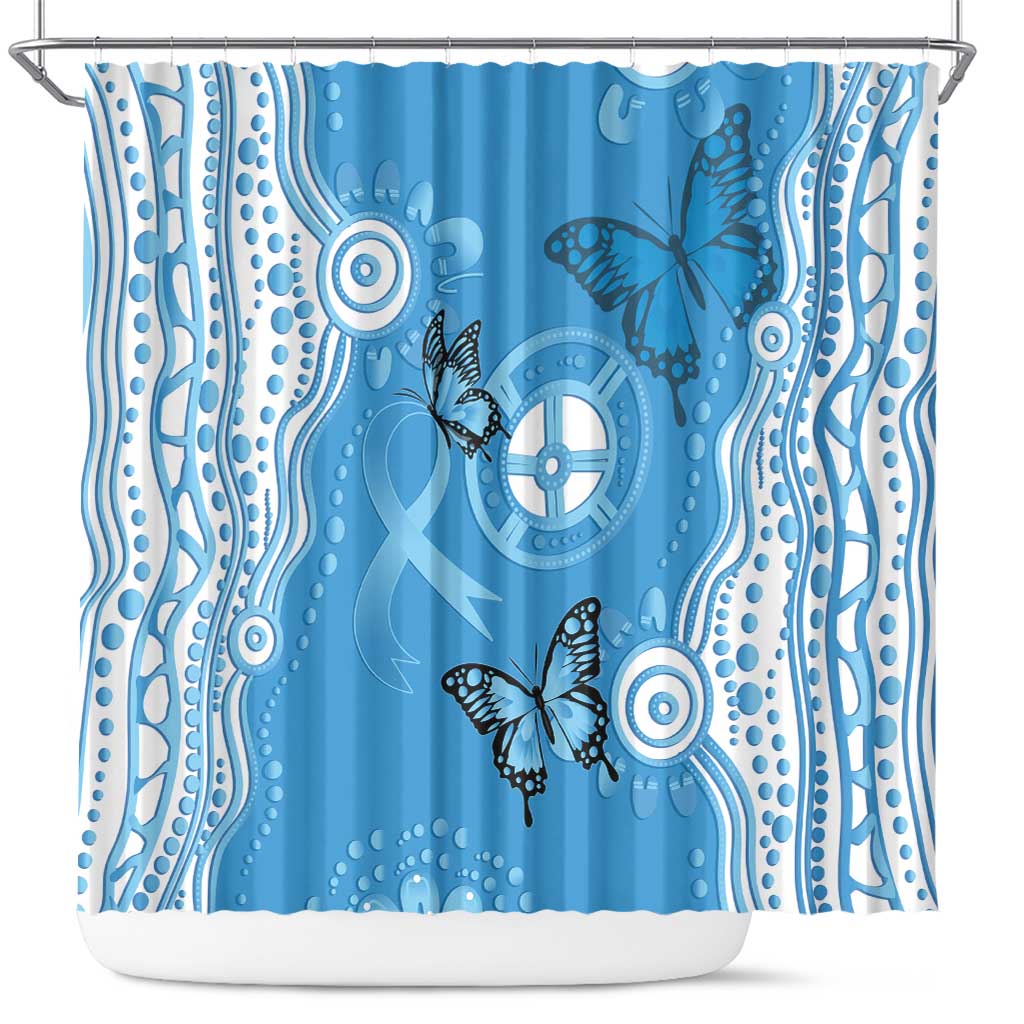 World Diabetes Day Australia Shower Curtain Blue Ribbon Butterfly Aboriginal Art - Aussie Hoodie