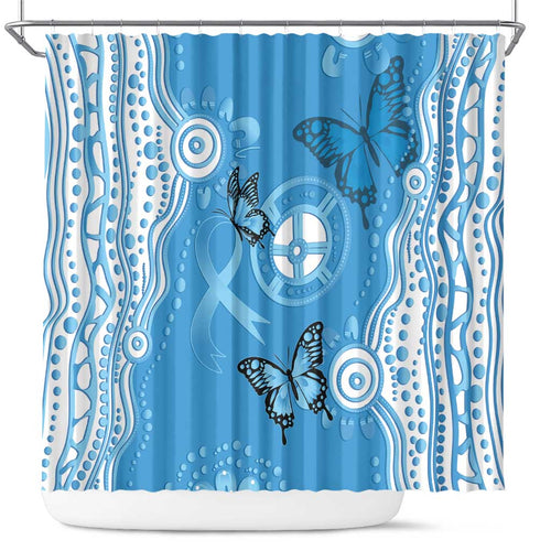 World Diabetes Day Australia Shower Curtain Blue Ribbon Butterfly Aboriginal Art - Aussie Hoodie