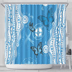 World Diabetes Day Australia Shower Curtain Blue Ribbon Butterfly Aboriginal Art - Aussie Hoodie