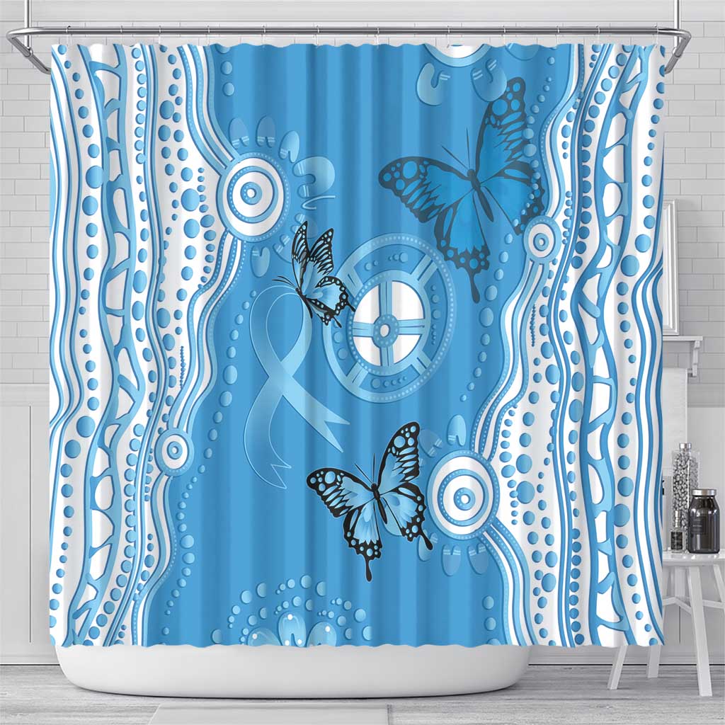World Diabetes Day Australia Shower Curtain Blue Ribbon Butterfly Aboriginal Art - Aussie Hoodie