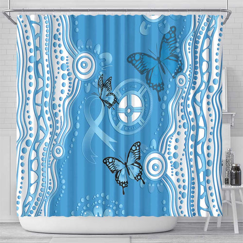 World Diabetes Day Australia Shower Curtain Blue Ribbon Butterfly Aboriginal Art - Aussie Hoodie