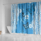 World Diabetes Day Australia Shower Curtain Blue Ribbon Butterfly Aboriginal Art - Aussie Hoodie