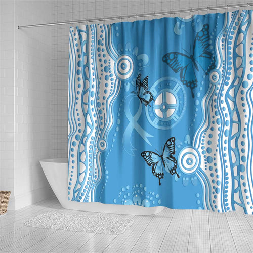 World Diabetes Day Australia Shower Curtain Blue Ribbon Butterfly Aboriginal Art - Aussie Hoodie