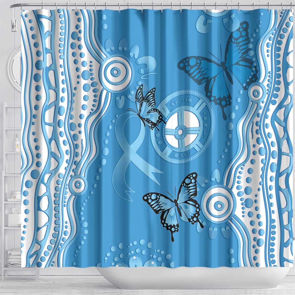 World Diabetes Day Australia Shower Curtain Blue Ribbon Butterfly Aboriginal Art - Aussie Hoodie