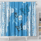 World Diabetes Day Australia Shower Curtain Blue Ribbon Butterfly Aboriginal Art - Aussie Hoodie