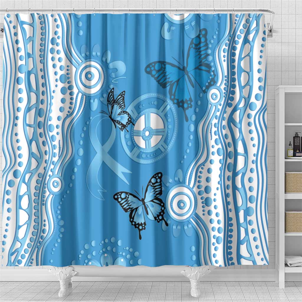 World Diabetes Day Australia Shower Curtain Blue Ribbon Butterfly Aboriginal Art - Aussie Hoodie