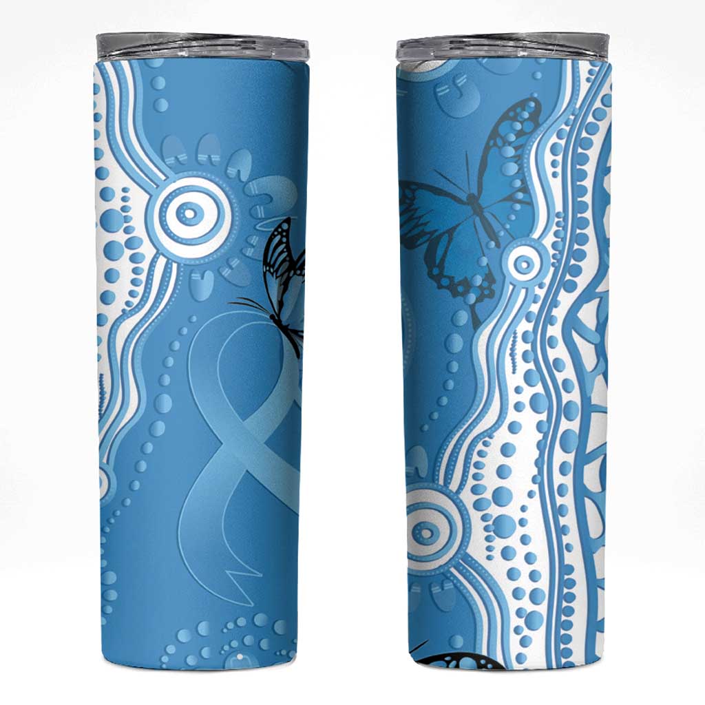 World Diabetes Day Australia Skinny Tumbler Blue Ribbon Butterfly Aboriginal Art - Aussie Hoodie
