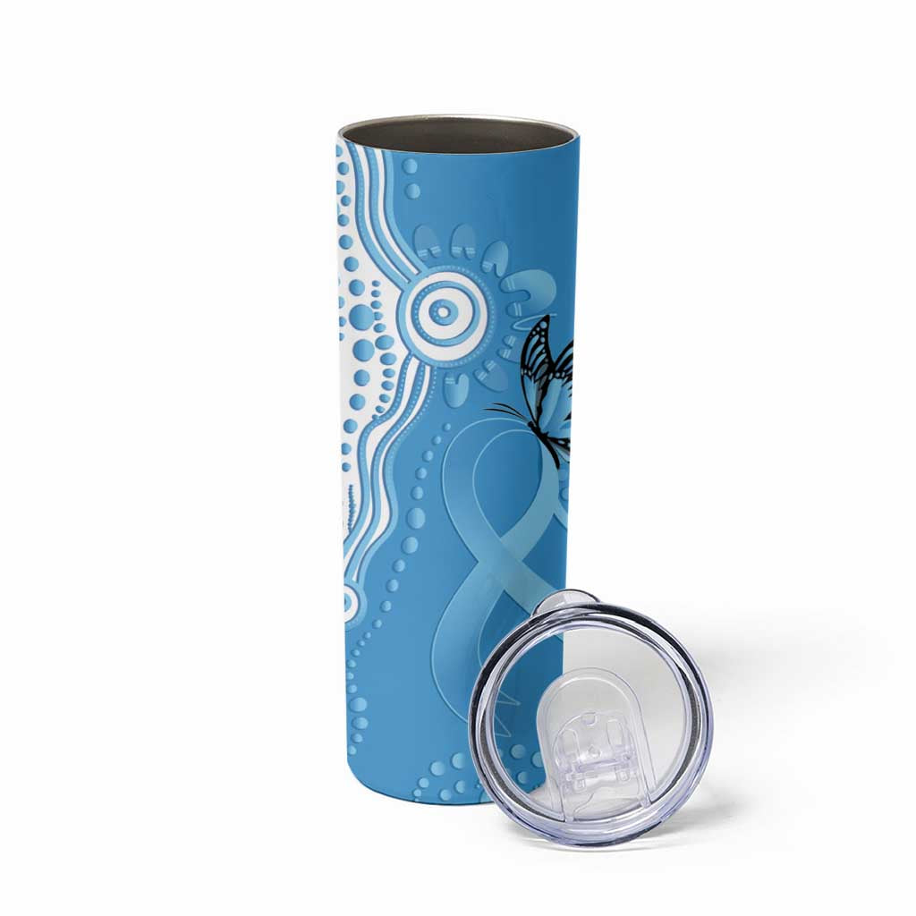 World Diabetes Day Australia Skinny Tumbler Blue Ribbon Butterfly Aboriginal Art - Aussie Hoodie