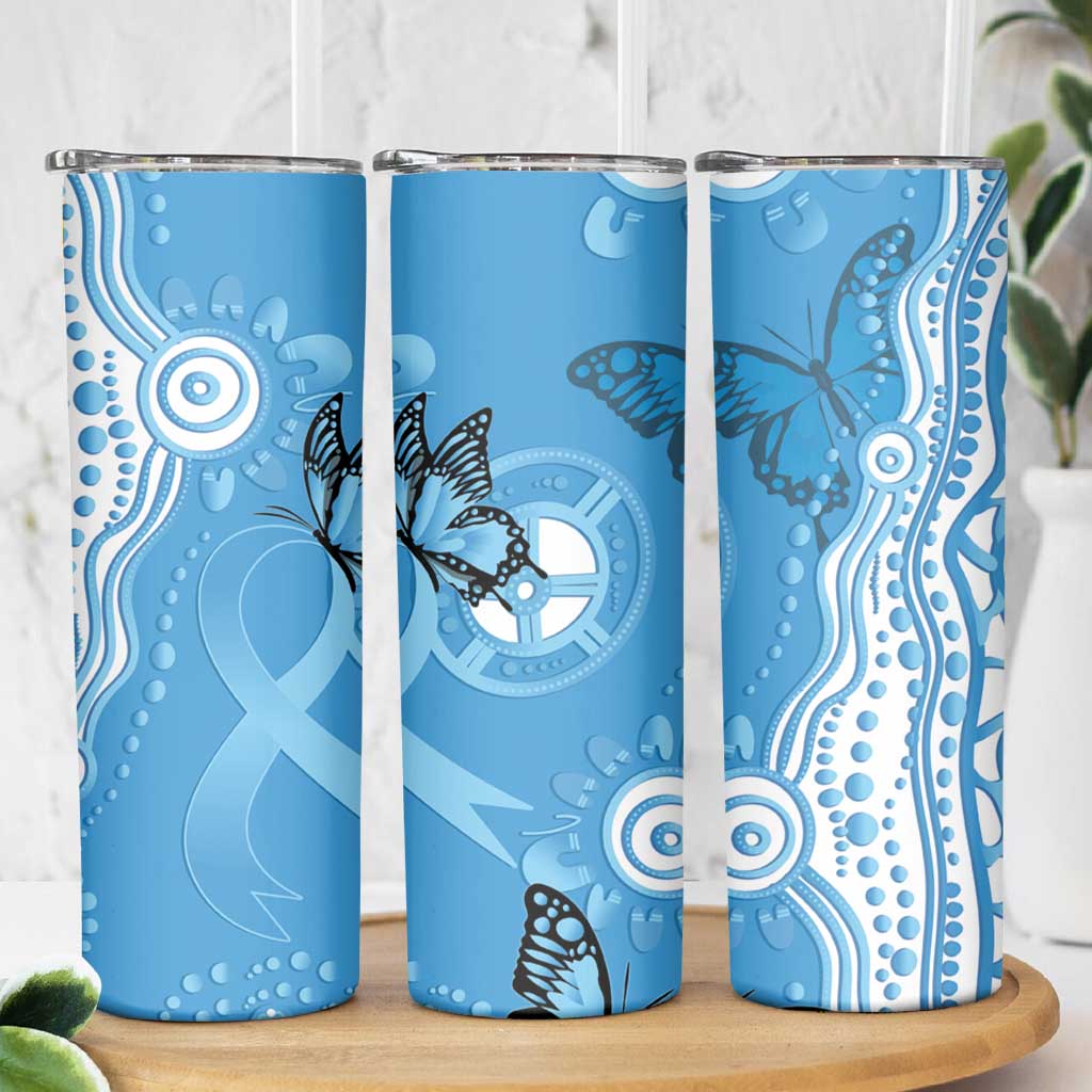 World Diabetes Day Australia Skinny Tumbler Blue Ribbon Butterfly Aboriginal Art - Aussie Hoodie