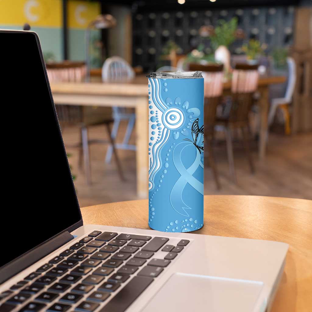 World Diabetes Day Australia Skinny Tumbler Blue Ribbon Butterfly Aboriginal Art - Aussie Hoodie