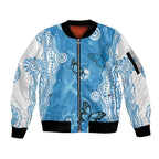 World Diabetes Day Australia Sleeve Zip Bomber Jacket Blue Ribbon Butterfly Aboriginal Art - Aussie Hoodie