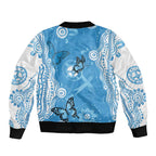 World Diabetes Day Australia Sleeve Zip Bomber Jacket Blue Ribbon Butterfly Aboriginal Art - Aussie Hoodie