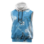 World Diabetes Day Australia Sleeveless Hoodie Blue Ribbon Butterfly Aboriginal Art - Aussie Hoodie