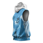World Diabetes Day Australia Sleeveless Hoodie Blue Ribbon Butterfly Aboriginal Art - Aussie Hoodie