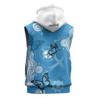 World Diabetes Day Australia Sleeveless Zip Hoodie Blue Ribbon Butterfly Aboriginal Art LT14