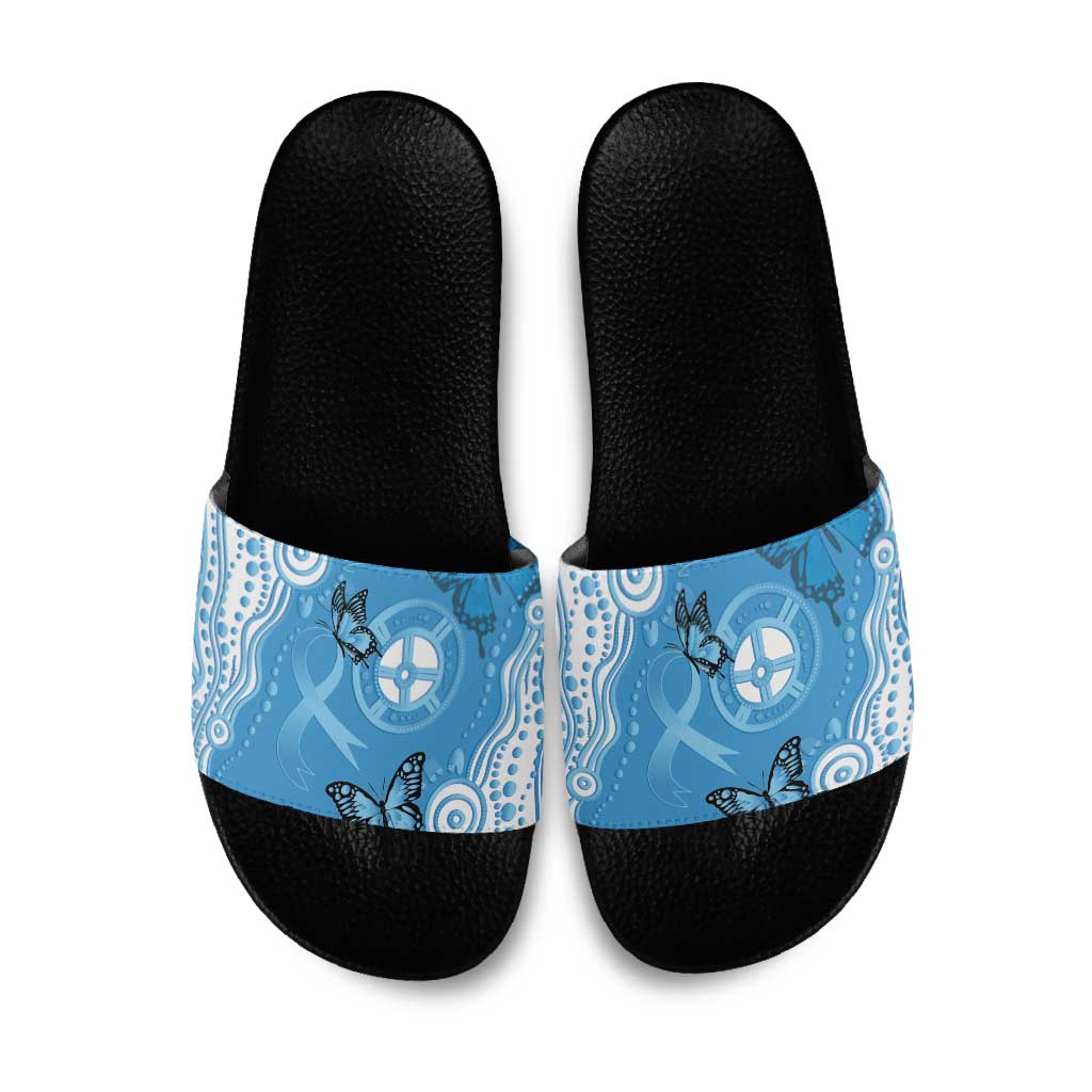 World Diabetes Day Australia Slide Sandals Blue Ribbon Butterfly Aboriginal Art - Aussie Hoodie