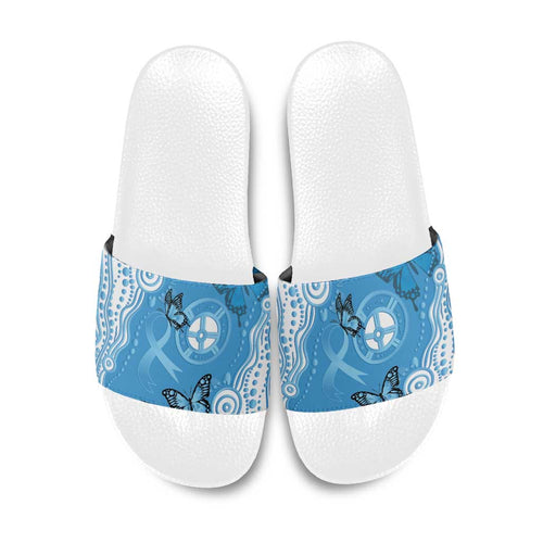 World Diabetes Day Australia Slide Sandals Blue Ribbon Butterfly Aboriginal Art - Aussie Hoodie