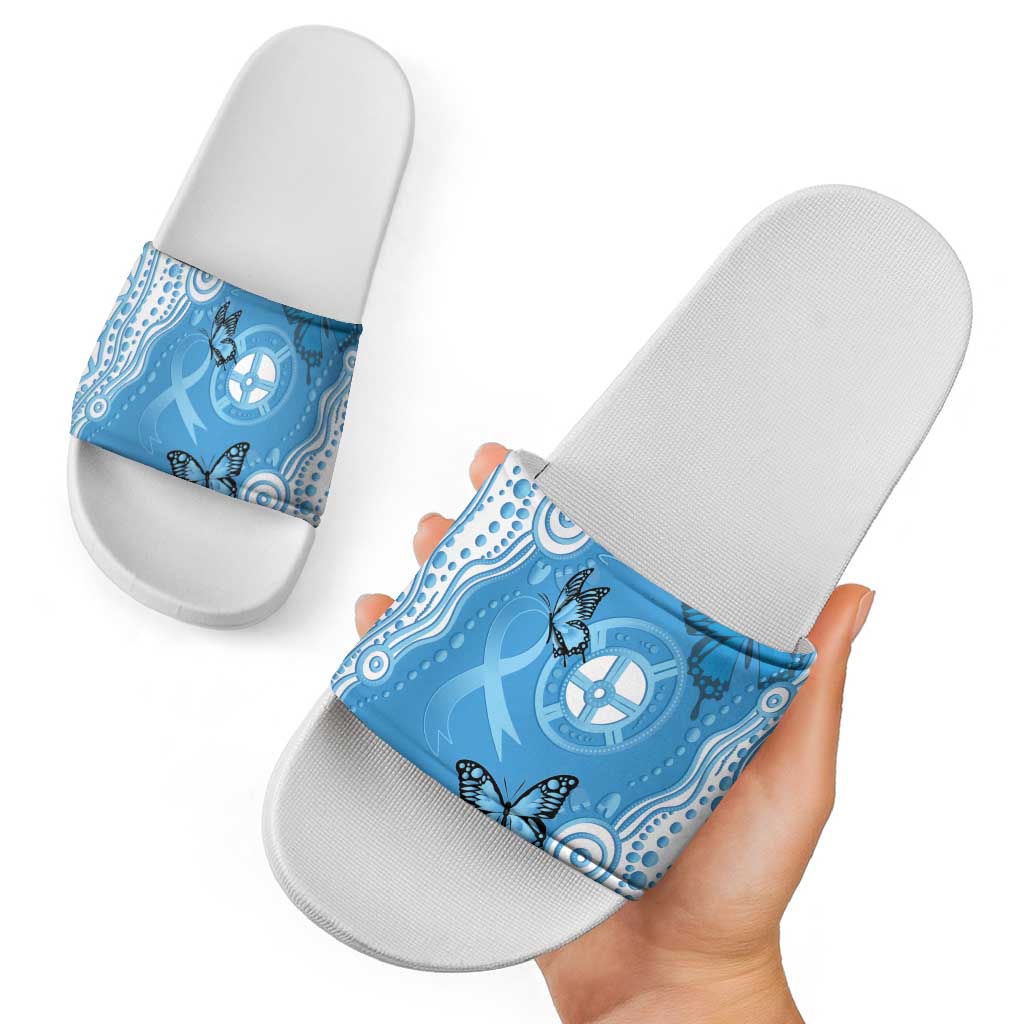 World Diabetes Day Australia Slide Sandals Blue Ribbon Butterfly Aboriginal Art - Aussie Hoodie