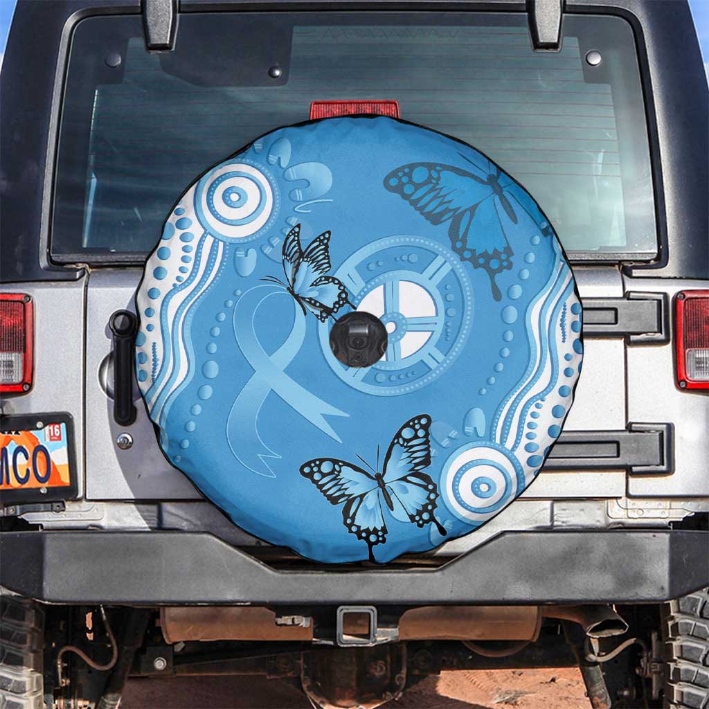 World Diabetes Day Australia Spare Tire Cover Blue Ribbon Butterfly Aboriginal Art - Aussie Hoodie