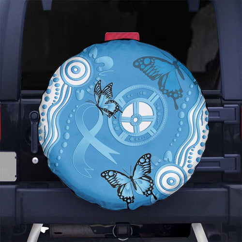 World Diabetes Day Australia Spare Tire Cover Blue Ribbon Butterfly Aboriginal Art - Aussie Hoodie