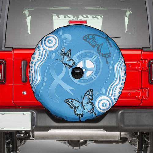 World Diabetes Day Australia Spare Tire Cover Blue Ribbon Butterfly Aboriginal Art - Aussie Hoodie