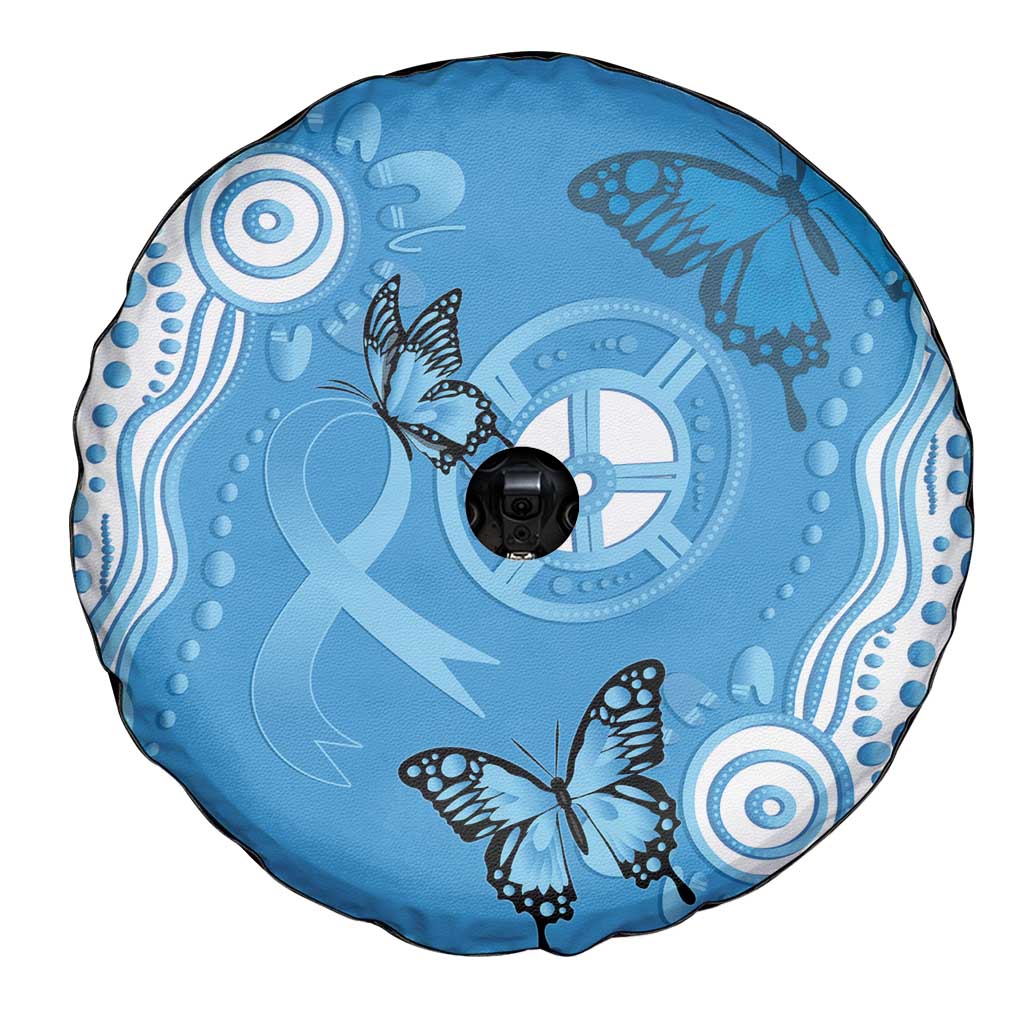 World Diabetes Day Australia Spare Tire Cover Blue Ribbon Butterfly Aboriginal Art - Aussie Hoodie