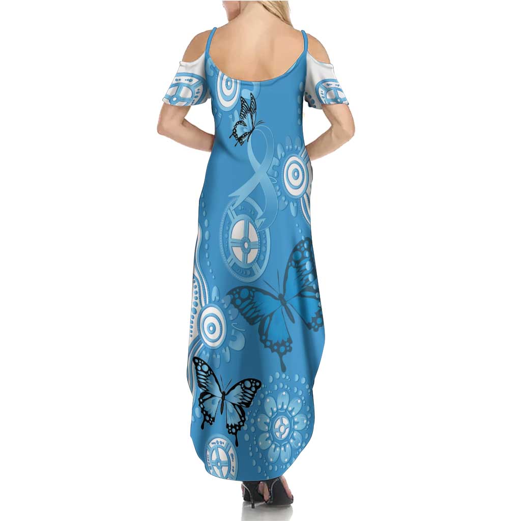 World Diabetes Day Australia Summer Maxi Dress Blue Ribbon Butterfly Aboriginal Art - Aussie Hoodie
