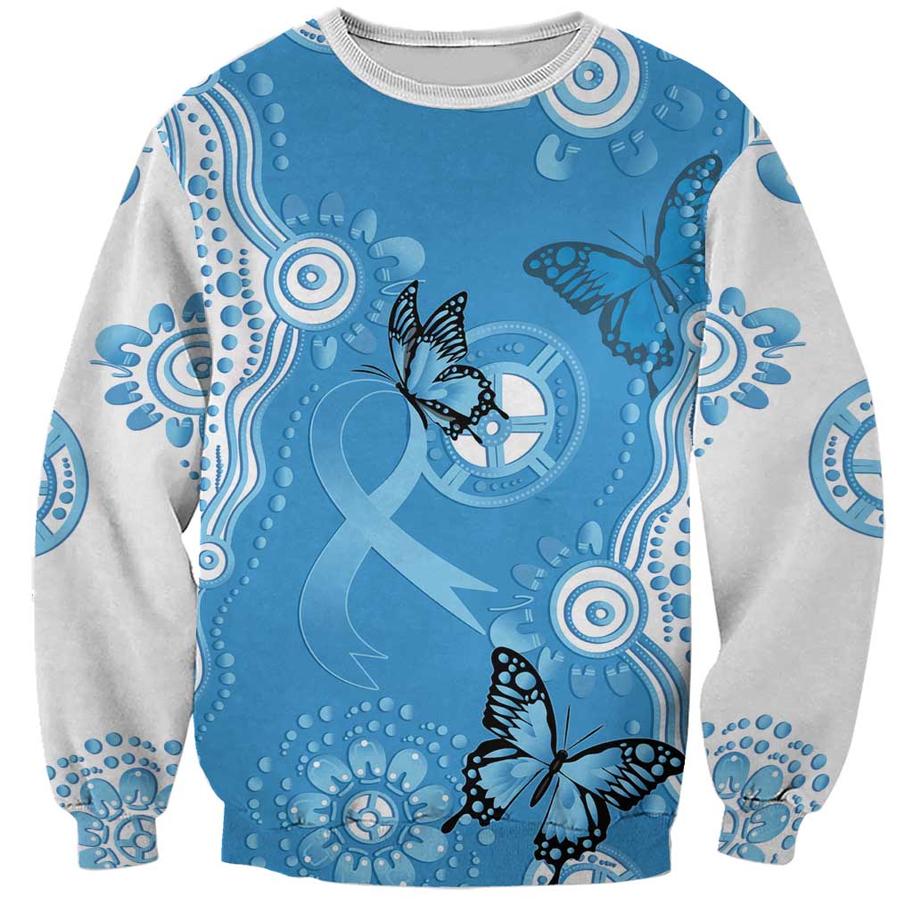 World Diabetes Day Australia Sweatshirt Blue Ribbon Butterfly Aboriginal Art - Aussie Hoodie