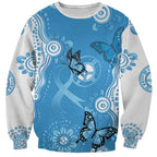 World Diabetes Day Australia Sweatshirt Blue Ribbon Butterfly Aboriginal Art - Aussie Hoodie