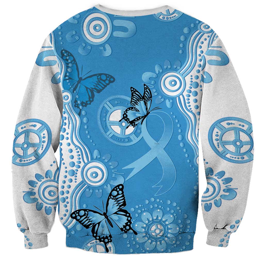 World Diabetes Day Australia Sweatshirt Blue Ribbon Butterfly Aboriginal Art - Aussie Hoodie