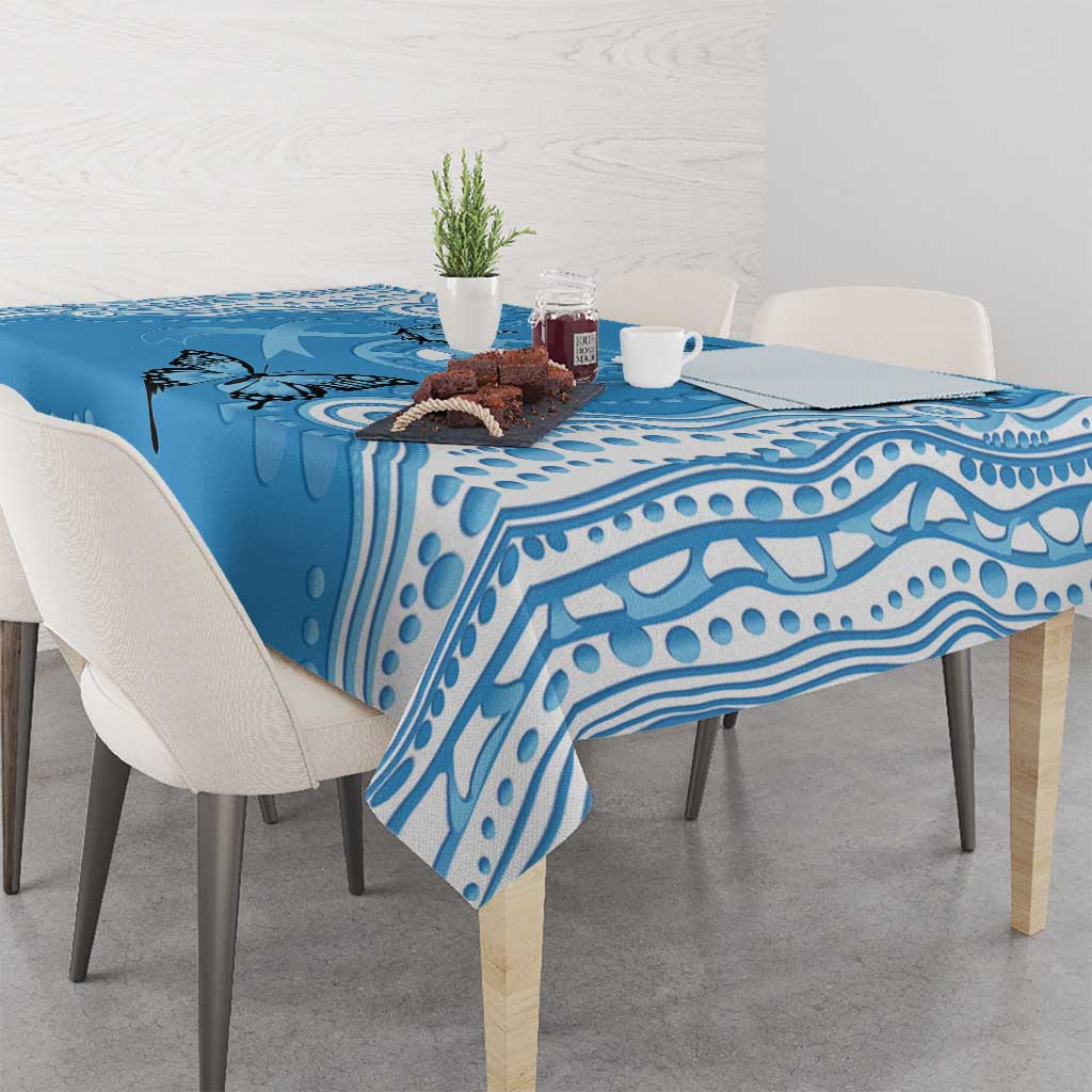 World Diabetes Day Australia Tablecloth Blue Ribbon Butterfly Aboriginal Art - Aussie Hoodie