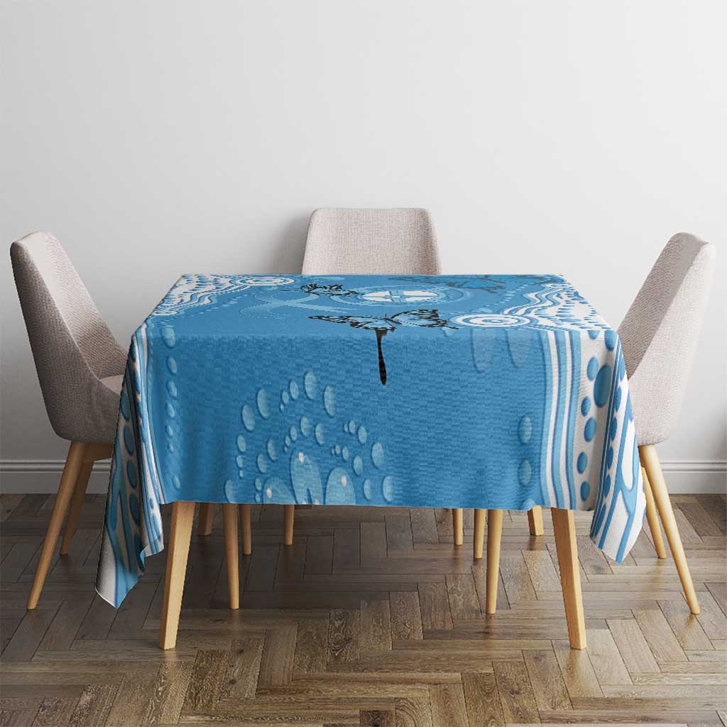 World Diabetes Day Australia Tablecloth Blue Ribbon Butterfly Aboriginal Art - Aussie Hoodie
