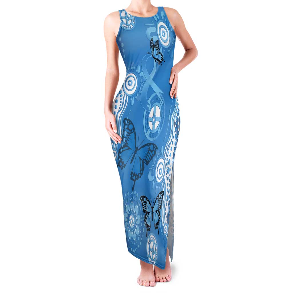 World Diabetes Day Australia Tank Maxi Dress Blue Ribbon Butterfly Aboriginal Art - Aussie Hoodie