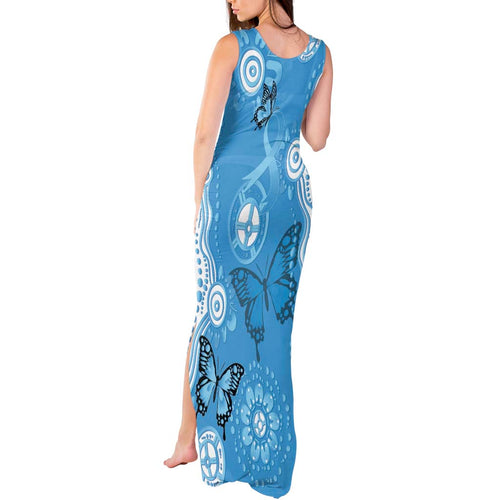 World Diabetes Day Australia Tank Maxi Dress Blue Ribbon Butterfly Aboriginal Art - Aussie Hoodie