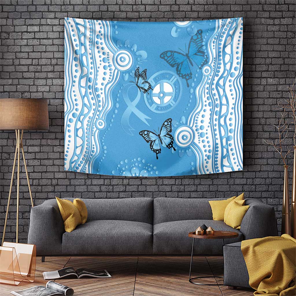 World Diabetes Day Australia Tapestry Blue Ribbon Butterfly Aboriginal Art - Aussie Hoodie