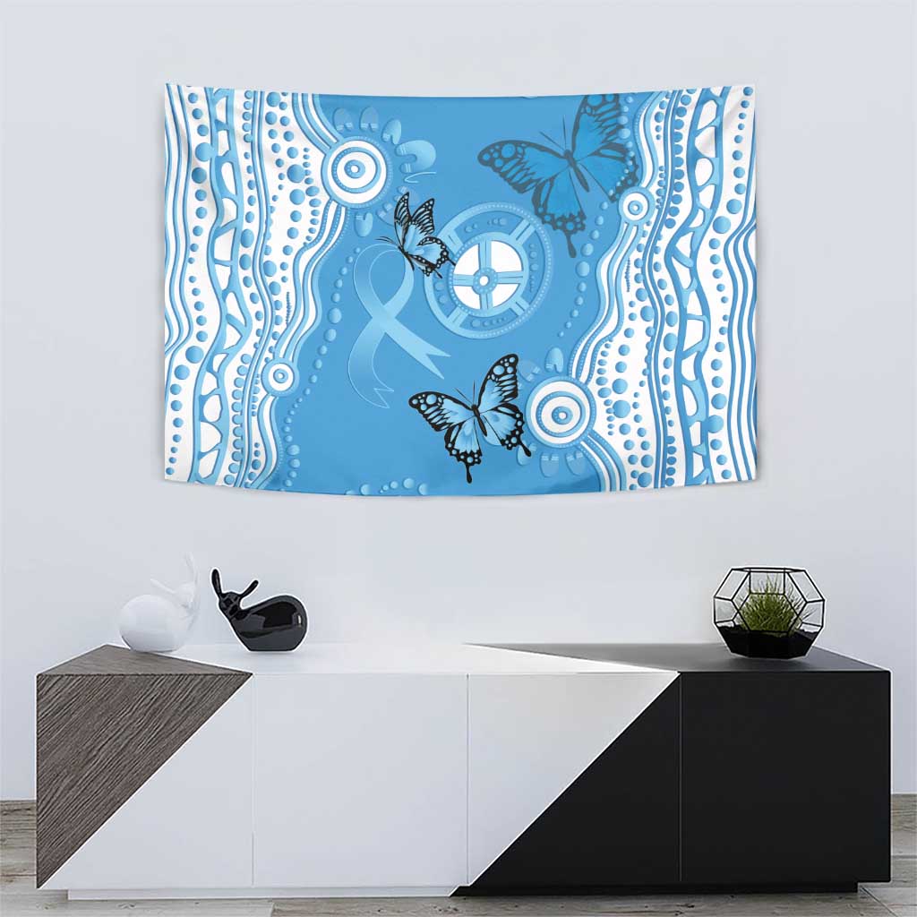 World Diabetes Day Australia Tapestry Blue Ribbon Butterfly Aboriginal Art - Aussie Hoodie