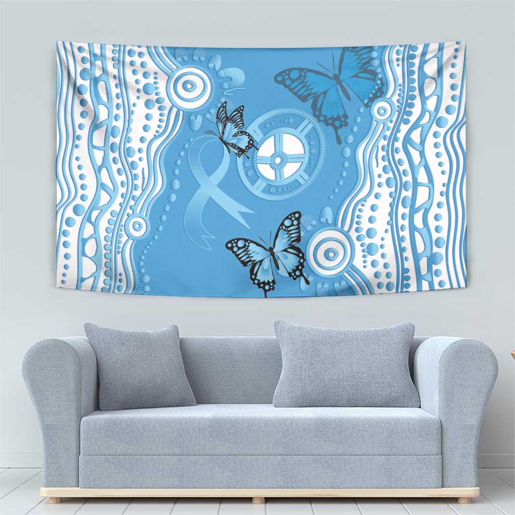 World Diabetes Day Australia Tapestry Blue Ribbon Butterfly Aboriginal Art - Aussie Hoodie
